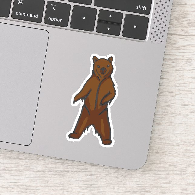 Hand-drawn Rustic Brown Grizzly Bear Sticker (Detail)