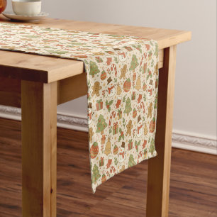 Hand Drawn Rustic Christmas Pattern Table Runner