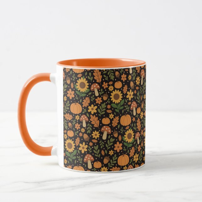 Hand Drawn Rustic Fall Pattern Coffee Mug (Left)