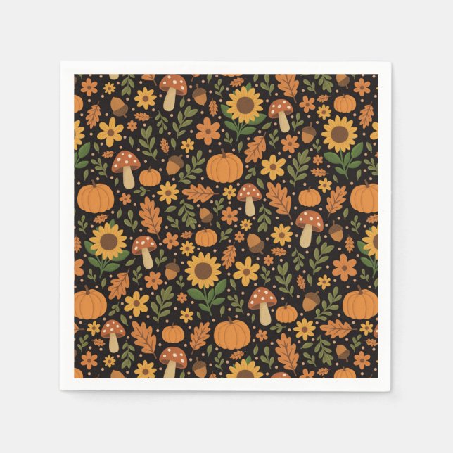 Hand Drawn Rustic Fall Pattern Napkins (Front)
