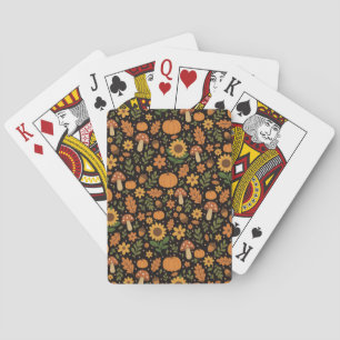 Hand Drawn Rustic Fall Pattern Playing Cards
