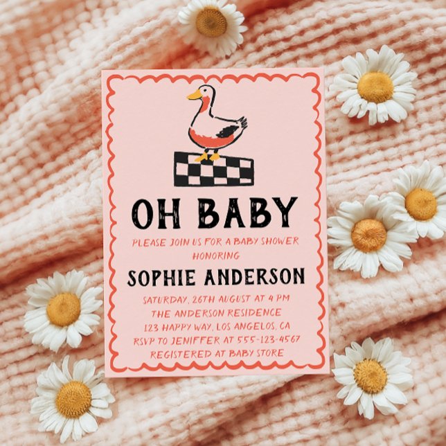 Hand Drawn Rustic Goose Oh Baby Shower Invitation (Creator Uploaded)