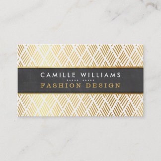 HAND DRAWN rustic pattern stylish gold foil panel Business Card