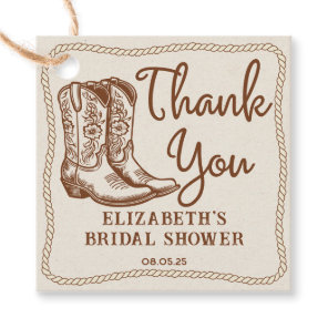 Hand Drawn Rustic Western Cowgirl Boots Thank You Favor Tags