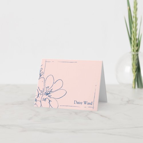 Hand-Drawn Rustic Wildflower Personalized Pink Note Card