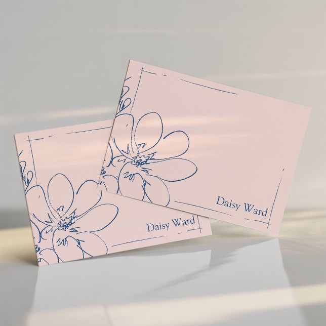 Hand-Drawn Rustic Wildflower Personalized Pink Note Card (Creator Uploaded)