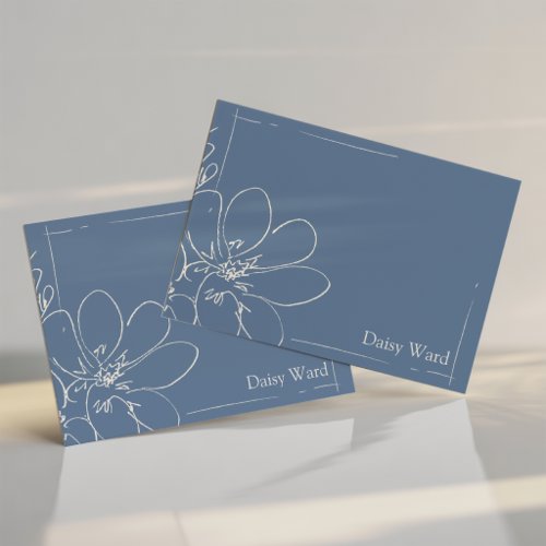 Hand-Drawn Rustic Wildflower Personalized Sky Blue Note Card