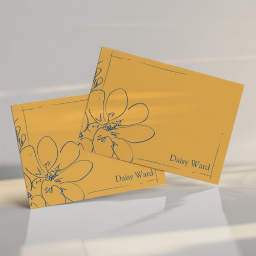 Hand-Drawn Rustic Wildflower Personalized Yellow Note Card