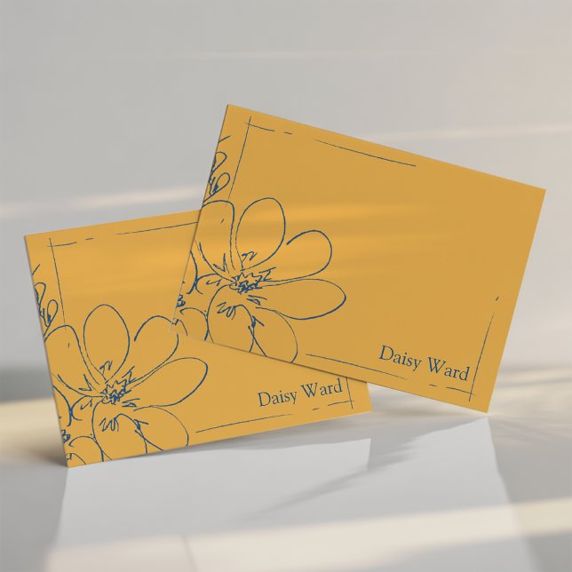 Hand-Drawn Rustic Wildflower Personalized Yellow Note Card (Creator Uploaded)