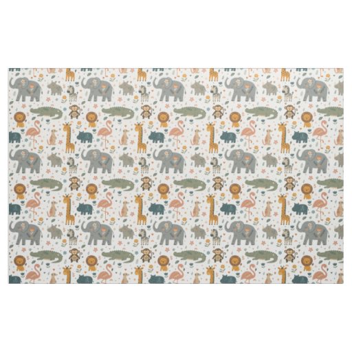Hand Drawn Safari Animal Print - Fabric