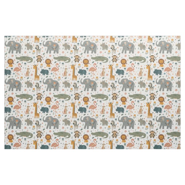 Hand Drawn Safari Animal Print - Fabric (Fat Quarter)