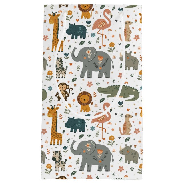 Hand Drawn Safari Animal Print Gift Bag (Front)