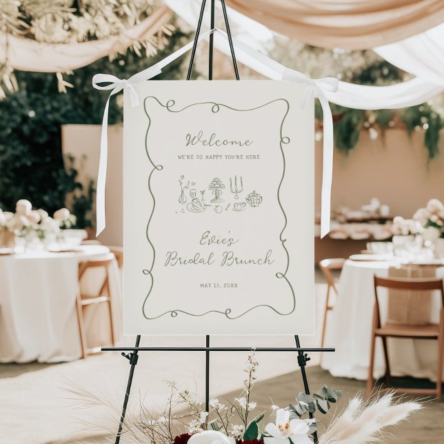 Hand Drawn Sage Green Bridal Brunch Welcome Sign (Creator Uploaded)