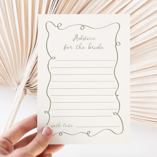 Hand Drawn Sage Green Frame Advice Card