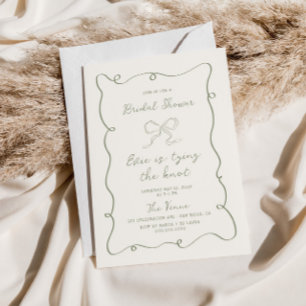 Hand Drawn Sage Green Frame Ribbon Bridal Shower Invitation