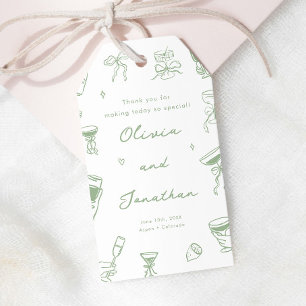 Hand Drawn Sage Green Wedding Gift Tags