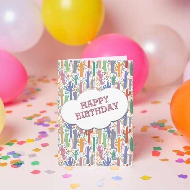 Hand Drawn Saguaro Cactus Funny Birthday Card (Creator Uploaded)