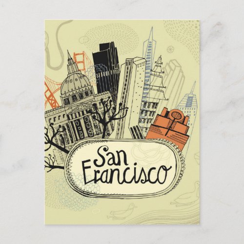 Hand Drawn San Francisco Postcard