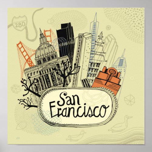 Hand Drawn San Francisco Poster