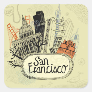 Hand Drawn San Francisco Square Sticker