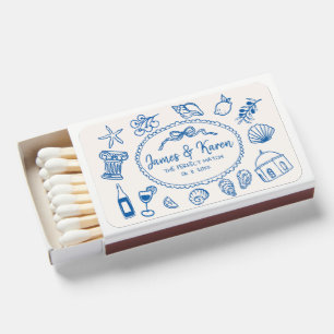 Hand Drawn  Santorini Greece wedding Matchboxes
