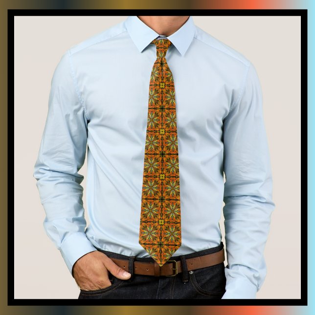 Hand Drawn Scandi Floral Pattern Neck Tie (Creator Uploaded)
