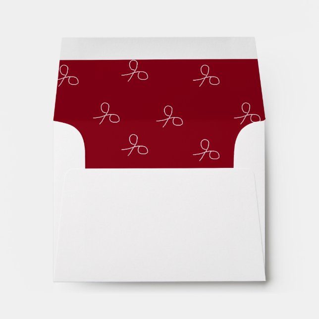 Hand drawn scissors on maroon red envelope (Back (Bottom))
