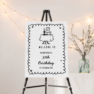 Hand Drawn Scribble  30th birthday Welcome Sign