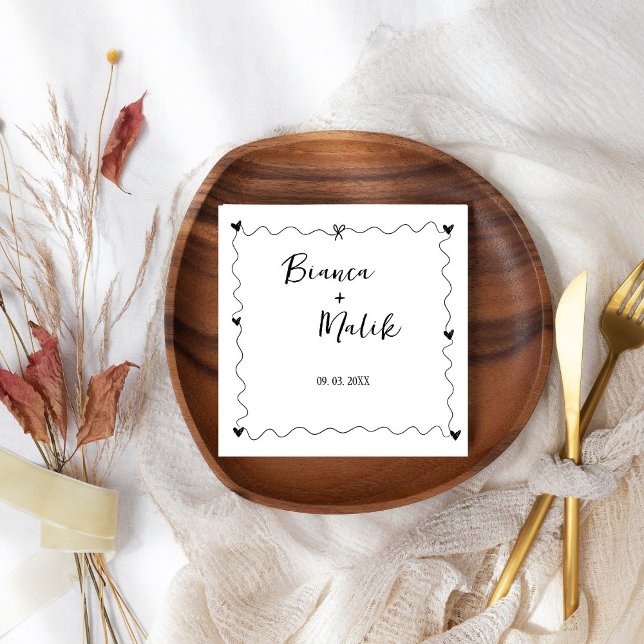 Hand drawn Scribble Black illustration Wedding Napkins (Creator Uploaded)