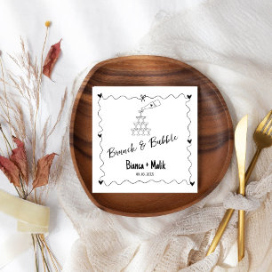 Hand drawn Scribble Brunch &  Bubble bridal shower Napkins