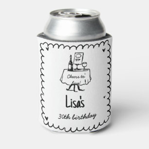Hand Drawn Scribble Cocktail 30th, 40th Birthday Can Cooler