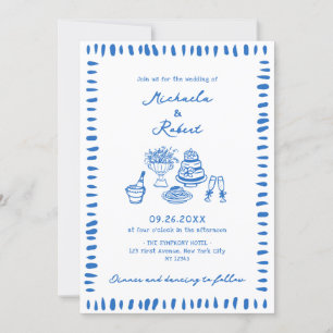 Hand Drawn Scribble Doodles All-In-One Wedding Inv Invitation