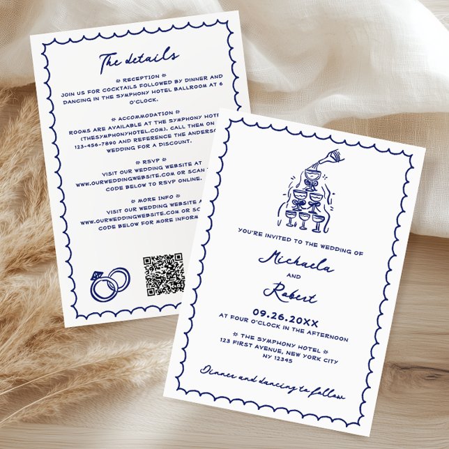 Hand Drawn Scribble Doodles All-In-One Wedding Invitation (Creator Uploaded)