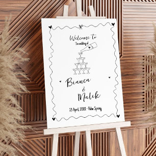 Hand Drawn Scribble Line Illustrations Wedding Poster