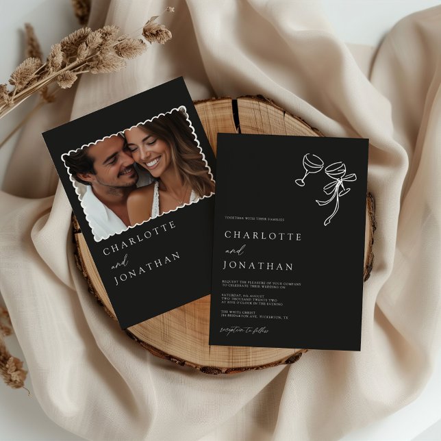 Hand Drawn Scribble Modern Photo Wedding Invitation (Creator Uploaded)