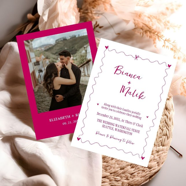 Hand drawn Scribble Pink illustration Wedding Invitation (Creator Uploaded)