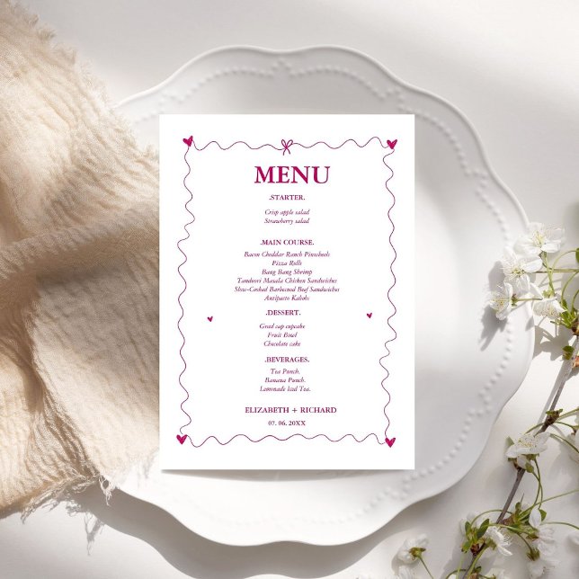 Hand drawn Scribble pink illustration Wedding  Menu (Creator Uploaded)