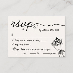 Hand Drawn Scribble Quirky RSVP Wedding Enclosure Card