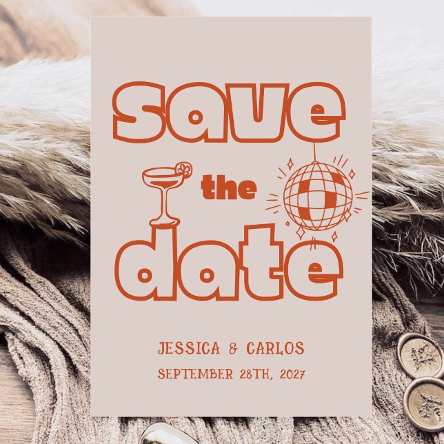 Hand-Drawn Scribble Retro Photo Whimsical Wedding Save The Date (Creator Uploaded)