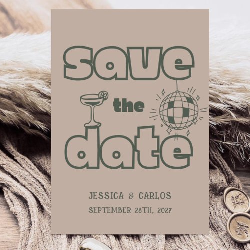 Hand-Drawn Scribble Retro Photo Whimsical Wedding Save The Date