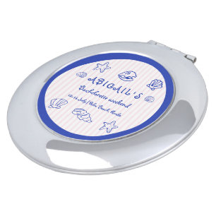 Hand drawn scribble sea shells pink bachelorette compact mirror