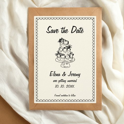 Hand Drawn Scribble Vintage Sketch French Wedding Save The Date