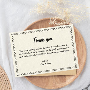 Hand Drawn Scribble Vintage Sketch French Wedding Thank You Card