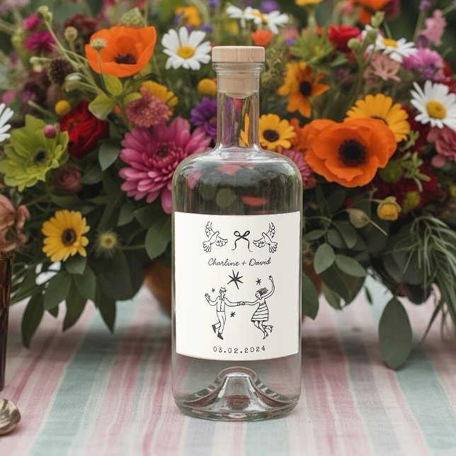 Hand Drawn Scribble Wedding  Liquor Bottle Label (Creator Uploaded)