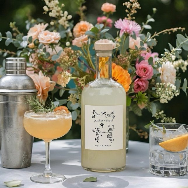 Hand Drawn Scribble Wedding  Sparkling Wine Label (Creator Uploaded)