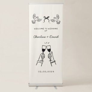 Hand Drawn Scribble Wedding Welcome Retractable Banner