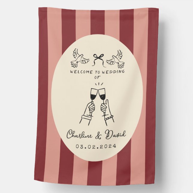 Hand Drawn Scribble Wedding Welcome Sign (Front)