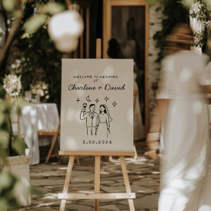 Hand Drawn Scribble Wedding Welcome Sign