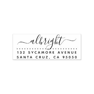 Hand Drawn Script Family Last Name Return Address Rubber Stamp
