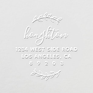 Hand-drawn Script Family Name Return Address Embosser